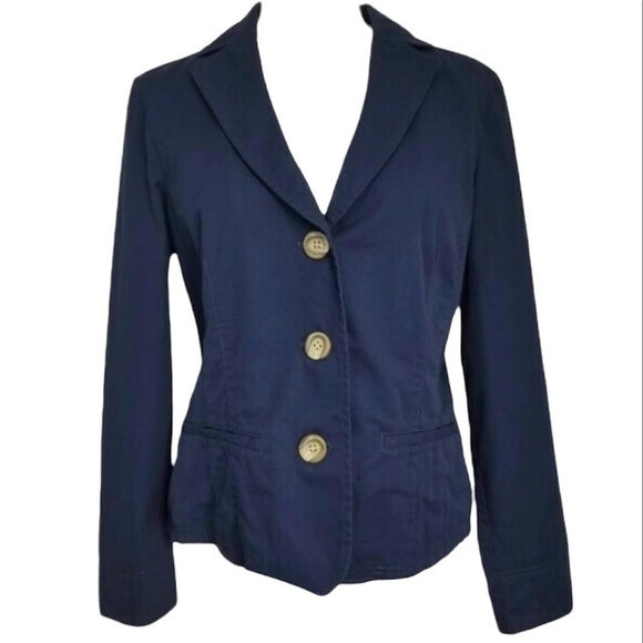 L.L. Bean Navy Cotton Blazer Shacket 16 - Picture 1 of 7